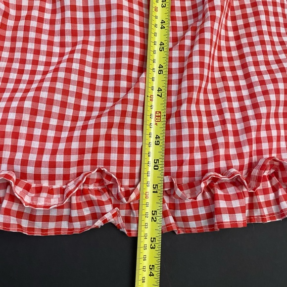 Vintage Gingham picnic red dress state fair women americana eyelet handmade 70s - Picture 3 of 9